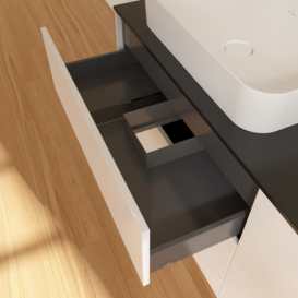 Тумба под раковину Villeroy & Boch Finion 160х50,1 см МДФ белый матовый лак/стекло черное матовое F72200MT