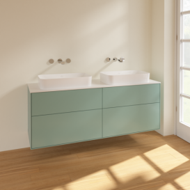 Тумба под раковину Villeroy & Boch Finion 160х50,1 см МДФ оливковый матовый лак/стекло белое матовое F72100GM