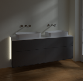 Тумба под раковину Villeroy & Boch Finion 160х50,1 см с подсветкой МДФ антрацит матовый лак/стекло белое матовое G72100GK