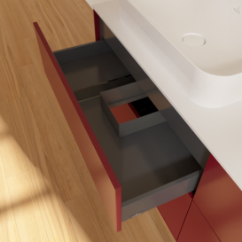 Тумба под раковину Villeroy & Boch Finion 160х50,1 см с подсветкой МДФ пион матовый лак/стекло белое матовое G72100HB