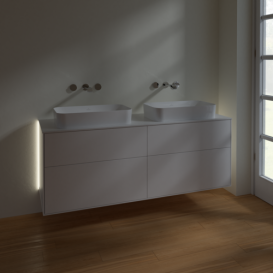 Тумба под раковину Villeroy & Boch Finion 160х50,1 см с подсветкой МДФ белый матовый лак/стекло белое матовое G72100MT