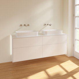 Тумба під раковину Villeroy & Boch Finion 160х50,1 см із підсвічуванням МДФ білий матовий лак/скло біле матове G72100MT