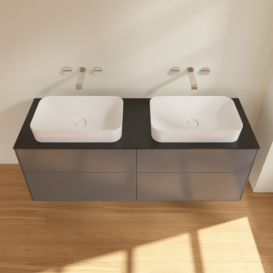 Тумба под раковину Villeroy & Boch Finion 160х50,1 см с подсветкой МДФ антрацит матовый лак/стекло черное матовое G72200GK