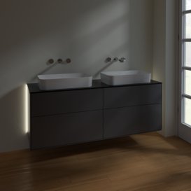 Тумба под раковину Villeroy & Boch Finion 160х50,1 см с подсветкой МДФ антрацит матовый лак/стекло черное матовое G72200GK