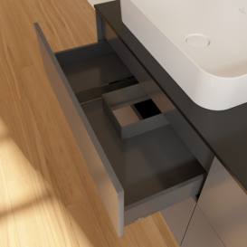 Тумба под раковину Villeroy & Boch Finion 160х50,1 см с подсветкой МДФ антрацит матовый лак/стекло черное матовое G72200GK