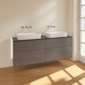 Тумба под раковину Villeroy & Boch Finion 160х50,1 см с подсветкой МДФ антрацит матовый лак/стекло черное матовое G72200GK