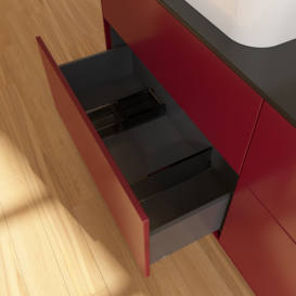 Тумба под раковину Villeroy & Boch Finion 160х50,1 см с подсветкой МДФ пион матовый лак/стекло черное матовое G72200HB