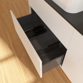 Тумба под раковину Villeroy & Boch Finion 160х50,1 см с подсветкой МДФ белый матовый лак/стекло черное матовое G72200MT