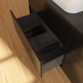 Тумба под раковину Villeroy & Boch Finion 160х50,1 см с подсветкой МДФ черный матовый лак/стекло черное матовое G72200PD