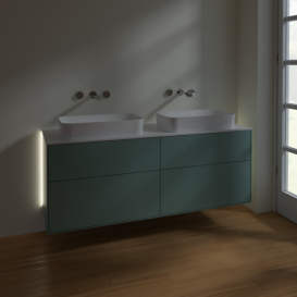 Тумба под раковину Villeroy & Boch Finion 160х50,1 см с подсветкой МДФ оливковый матовый лак/стекло белое матовое G72100GM