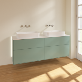 Тумба под раковину Villeroy & Boch Finion 160х50,1 см с подсветкой МДФ оливковый матовый лак/стекло белое матовое G72100GM