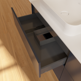 Тумба под раковину Villeroy & Boch Finion 160х50,1 см с подсветкой МДФ темно-синий матовый лак/стекло белое матовое G72100HG