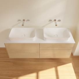 Тумба под раковину Villeroy & Boch Finion 160х50,1 см с подсветкой МДФ шпон дуба/стекло белое матовое G72100PC