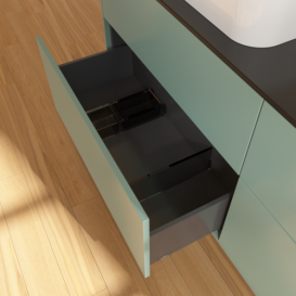 Тумба под раковину Villeroy & Boch Finion 160х50,1 см с подсветкой МДФ оливковый матовый лак/стекло черное матовое G72200GM