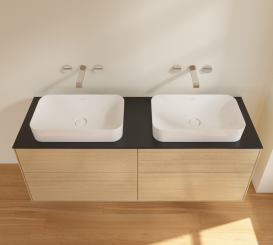 Тумба под раковину Villeroy & Boch Finion 160х50,1 см с подсветкой МДФ шпон дуба/стекло черное матовое G72200PC