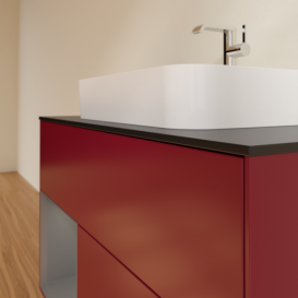 Тумба под раковину Villeroy & Boch Finion 100х50,1 см с подсветкой МДФ пион матовый лак/стекло черное матовое G362GKHB