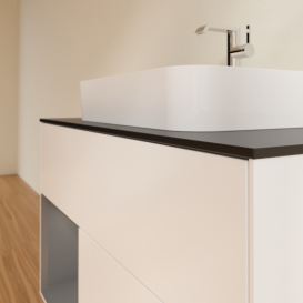 Тумба под раковину Villeroy & Boch Finion 100х50,1 см с подсветкой МДФ белый матовый лак/стекло черное матовое G362GKMT