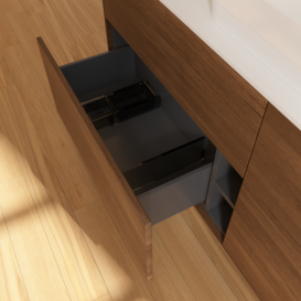 Тумба под раковину Villeroy & Boch Finion 160х50,1 см МДФ шпон грецкого ореха/стекло белое матовое F73100GN