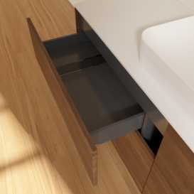 Тумба под раковину Villeroy & Boch Finion 160х50,1 см МДФ шпон грецкого ореха/стекло белое матовое F73100GN