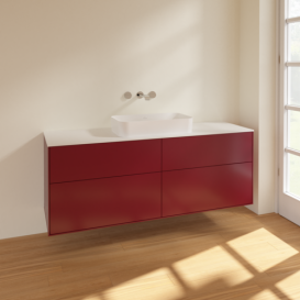 Тумба под раковину Villeroy & Boch Finion 160х50,1 см МДФ пион матовый лак/стекло белое матовое F73100HB