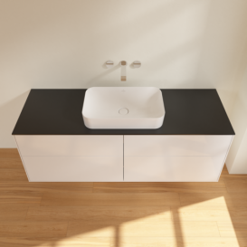 Тумба под раковину Villeroy & Boch Finion 160х50,1 см МДФ глянцевый белый лак/стекло черное матовое F73200GF