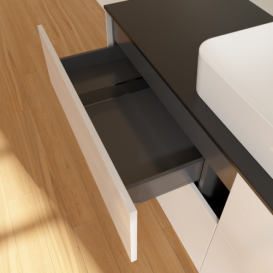 Тумба под раковину Villeroy & Boch Finion 160х50,1 см МДФ глянцевый белый лак/стекло черное матовое F73200GF