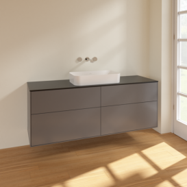 Тумба под раковину Villeroy & Boch Finion 160х50,1 см МДФ антрацит матовый лак/стекло черное матовое F73200GK