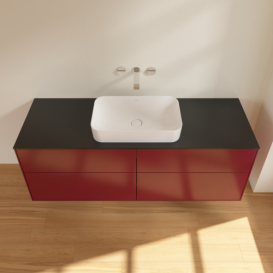 Тумба под раковину Villeroy & Boch Finion 160х50,1 см МДФ пион матовый лак/стекло черное матовое F73200HB