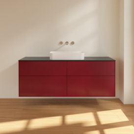 Тумба под раковину Villeroy & Boch Finion 160х50,1 см МДФ пион матовый лак/стекло черное матовое F73200HB