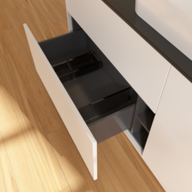 Тумба под раковину Villeroy & Boch Finion 160х50,1 см МДФ белый матовый лак/стекло черное матовое F73200MT