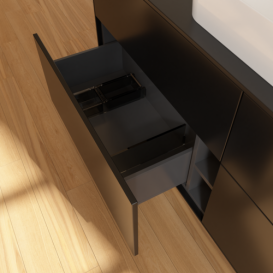 Тумба под раковину Villeroy & Boch Finion 160х50,1 см МДФ черный матовый лак/стекло черное матовое F73200PD