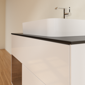 Тумба под раковину Villeroy & Boch Finion 100х50,1 см с подсветкой МДФ глянцевый белый лак/стекло черное матовое G362GNGF