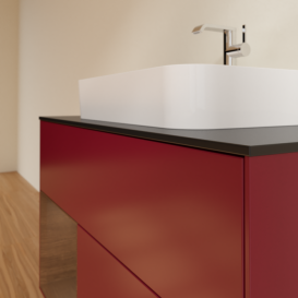 Тумба под раковину Villeroy & Boch Finion 100х50,1 см с подсветкой МДФ пион матовый лак/стекло черное матовое G362GNHB