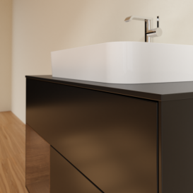 Тумба под раковину Villeroy & Boch Finion 100х50,1 см с подсветкой МДФ черный матовый лак/стекло черное матовое G362GNPD