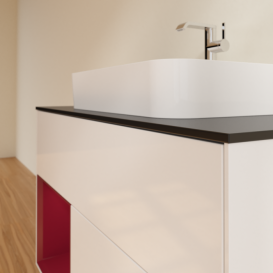 Тумба под раковину Villeroy & Boch Finion 100х50,1 см с подсветкой МДФ глянцевый белый лак/стекло черное матовое G362HBGF