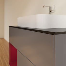 Тумба под раковину Villeroy & Boch Finion 100х50,1 см с подсветкой МДФ антрацит матовый лак/стекло черное матовое G362HBGK