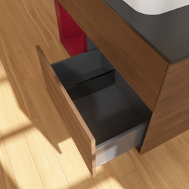 Тумба под раковину Villeroy & Boch Finion 100х50,1 см с подсветкой МДФ шпон грецкого ореха/стекло черное матовое G362HBGN