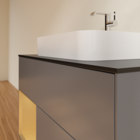Тумба под раковину Villeroy & Boch Finion 100х50,1 см с подсветкой МДФ антрацит матовый лак/стекло черное матовое G362HFGK