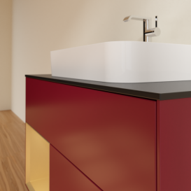 Тумба под раковину Villeroy & Boch Finion 100х50,1 см с подсветкой МДФ пион матовый лак/стекло черное матовое G362HFHB