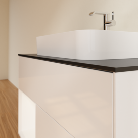 Тумба под раковину Villeroy & Boch Finion 100х50,1 см с подсветкой МДФ глянцевый белый лак/стекло черное матовое G362MTGF