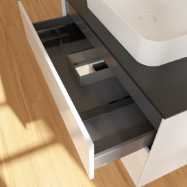 Тумба под раковину Villeroy & Boch Finion 100х50,1 см с подсветкой МДФ глянцевый белый лак/стекло черное матовое G362MTGF