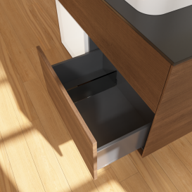 Тумба под раковину Villeroy & Boch Finion 100х50,1 см с подсветкой МДФ шпон грецкого ореха/стекло черное матовое G362MTGN