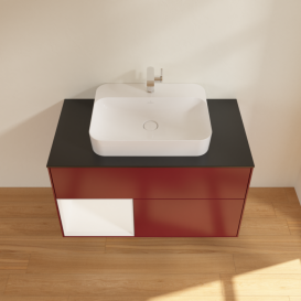 Тумба под раковину Villeroy & Boch Finion 100х50,1 см с подсветкой МДФ пион матовый лак/стекло белое матовое G362MTHB