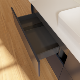 Тумба під раковину Villeroy & Boch Finion 160х50,1 см із підсвічуванням МДФ темно-синій матовий лак/скло біле матове F73100HG