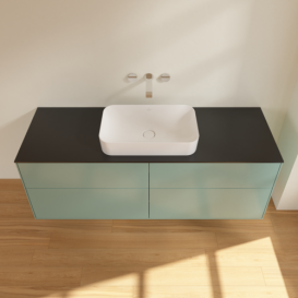 Тумба под раковину Villeroy & Boch Finion 160х50,1 см с подсветкой МДФ оливковый матовый лак/стекло черное матовое F73200GM