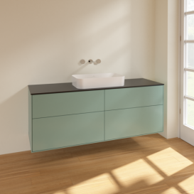 Тумба под раковину Villeroy & Boch Finion 160х50,1 см с подсветкой МДФ оливковый матовый лак/стекло черное матовое F73200GM