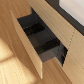 Тумба под раковину Villeroy & Boch Finion 160х50,1 см с подсветкой МДФ шпон дуба/стекло черное матовое F73200PC