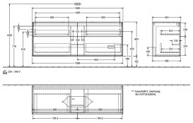 Тумба под раковину Villeroy & Boch Finion 160х50,1 см с подсветкой МДФ глянцевый белый лак/стекло белое матовое G73100GF