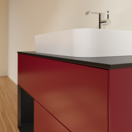 Тумба под раковину Villeroy & Boch Finion 100х50,1 см с подсветкой МДФ пион матовый лак/стекло черное матовое G362PDHB