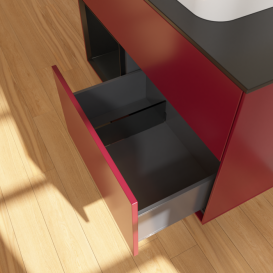 Тумба под раковину Villeroy & Boch Finion 100х50,1 см с подсветкой МДФ пион матовый лак/стекло черное матовое G362PDHB